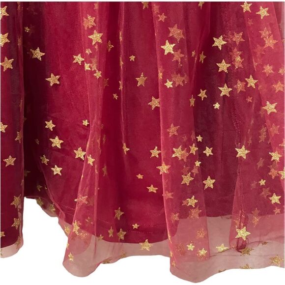 NWT LULUS Favorite Moment Burgundy and Gold Star Print Skater Dress M - Picture 9 of 12
